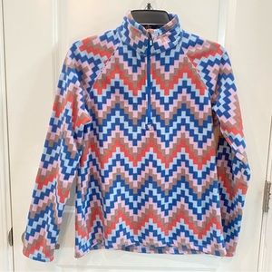 EDDIE BAUER Quest small S 1/4 zip pullover boho Aztec Synchilla- like vibes EUC